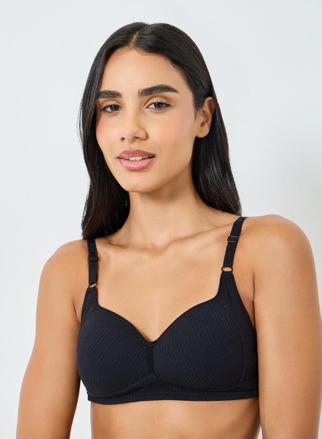 Styli Pack Of 3 - Cotton Comfort Rib Non Wired Padded T-Shirt Bra - Image 3